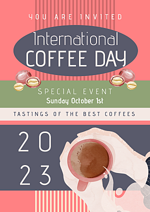 国际咖啡日邀请函模板设计