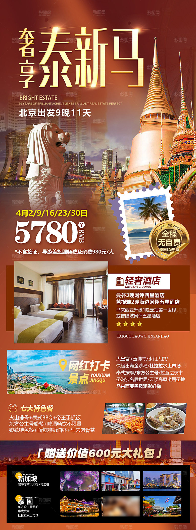 泰国旅行社旅游促销手机海报