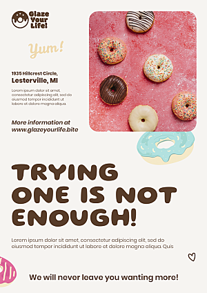 甜甜圈店平面宣传海报模板