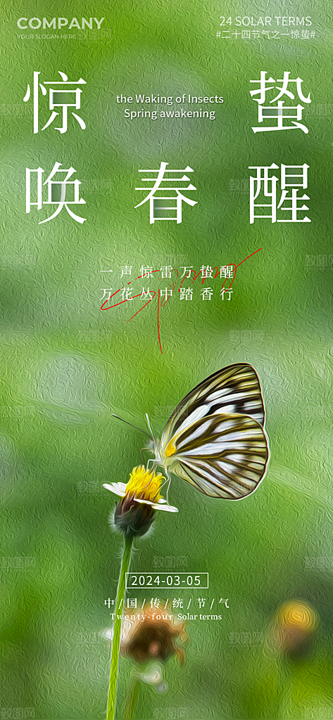 惊蛰节气简约大气海报