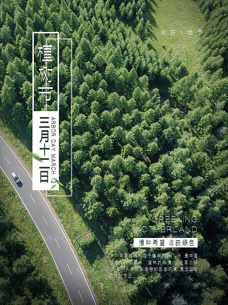 一起去播种绿树植树节海报