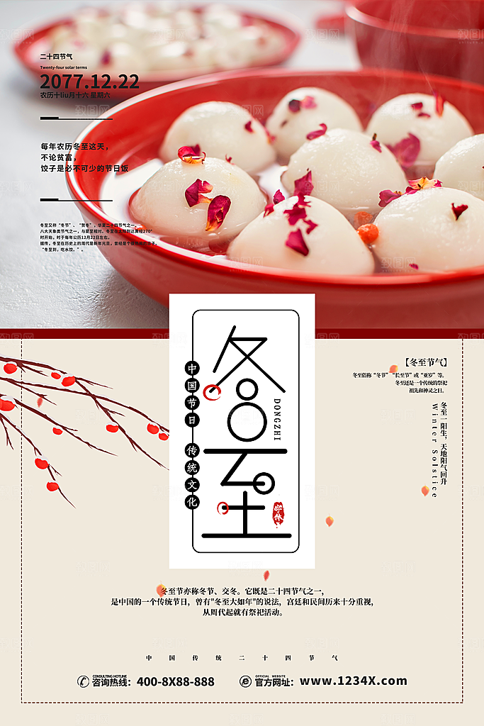 炫彩冬至节日宣传海报