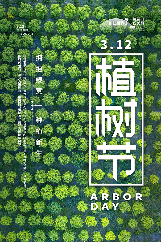 携手共创美好家园植树节海报展板