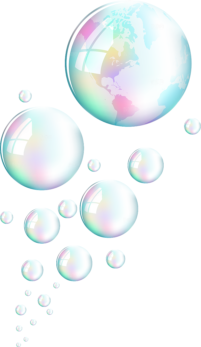 彩色泡泡插图素材透明气泡肥皂水泡元素