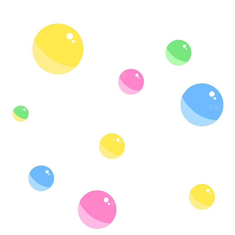 彩色泡泡插图素材透明气泡肥皂水泡元素