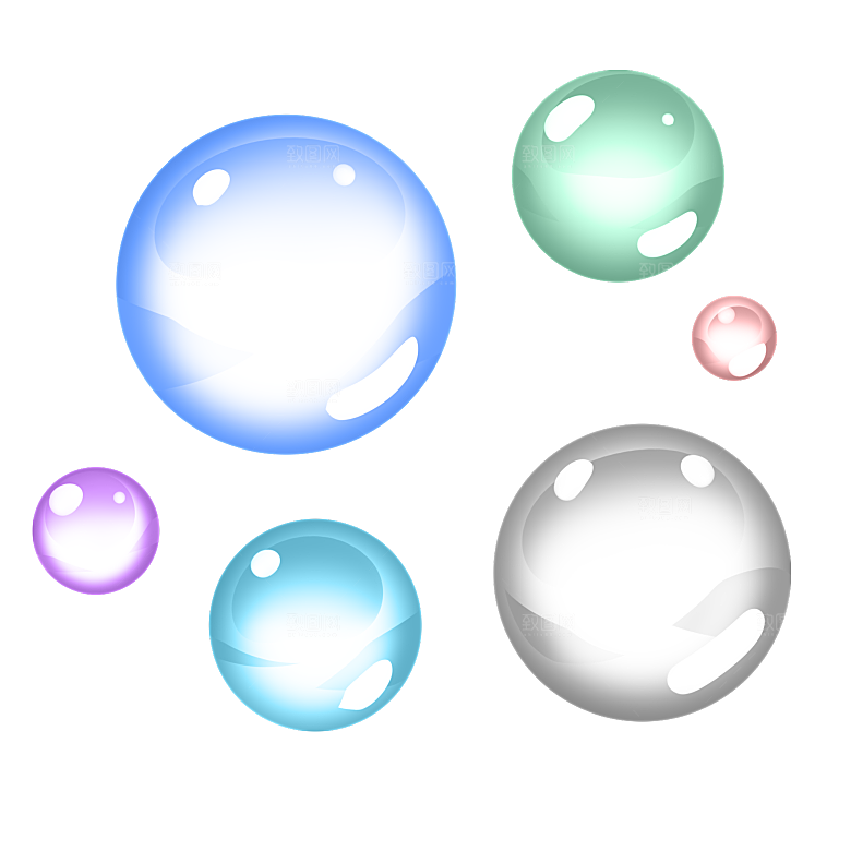 彩色泡泡插图素材透明气泡肥皂水泡元素