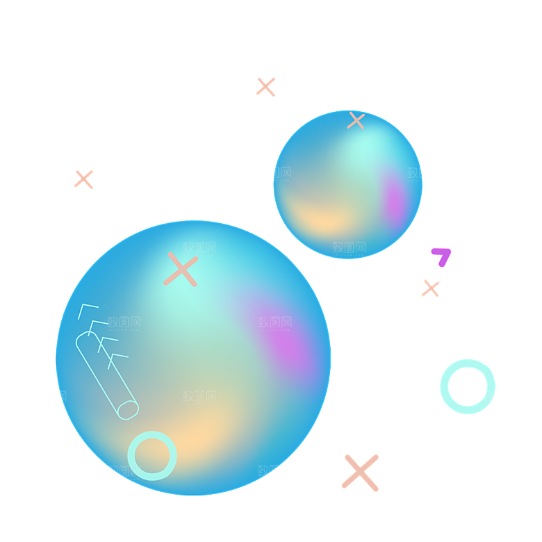 彩色泡泡插图素材透明气泡肥皂水泡元素