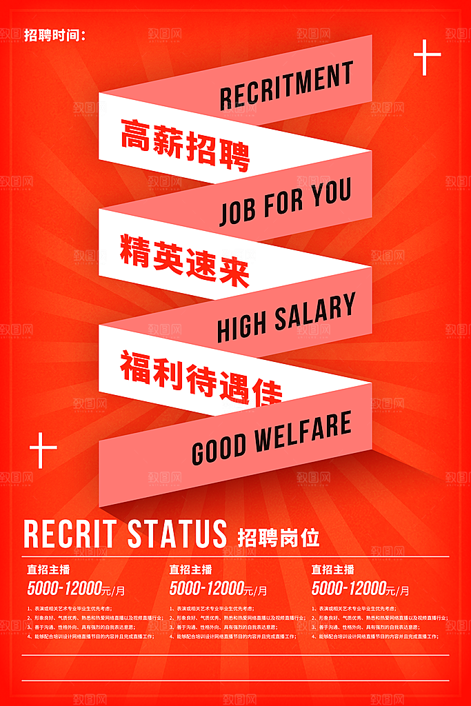 创意潮流招聘文字排版海报