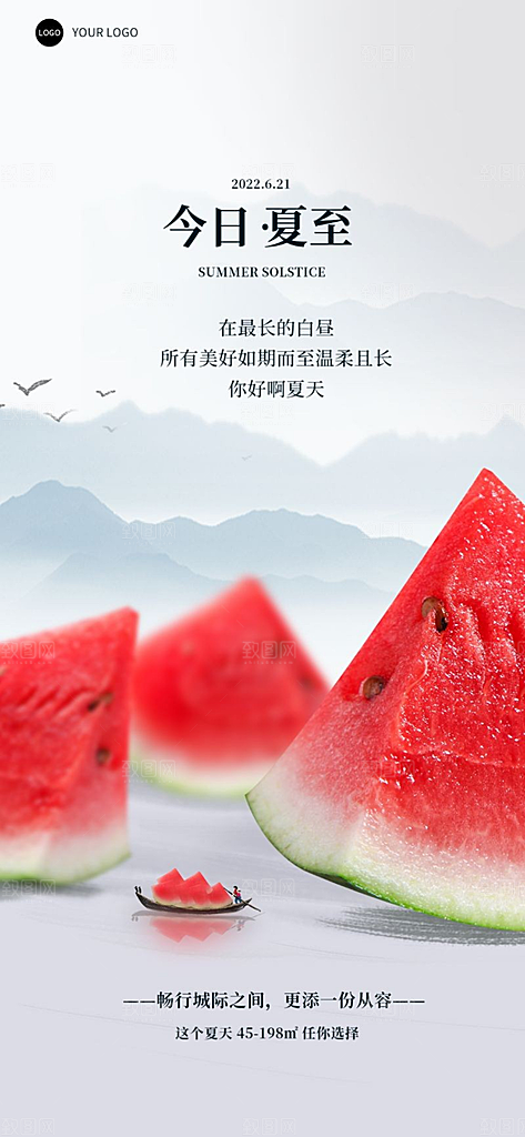 夏至传统节气手机海报