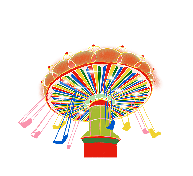 旋转木马插图素材卡通手绘儿童游乐场所