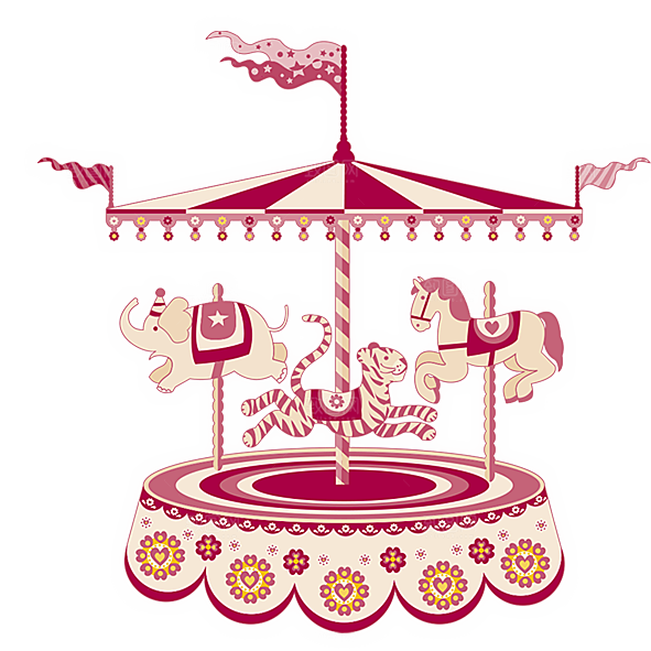 旋转木马插图素材卡通手绘儿童游乐场所