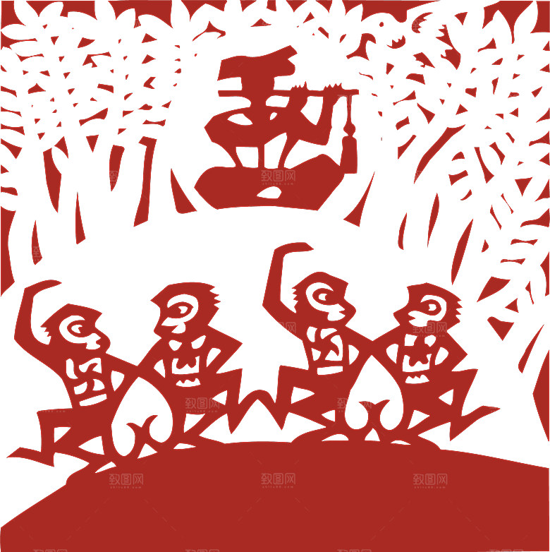 动物剪纸图案素材