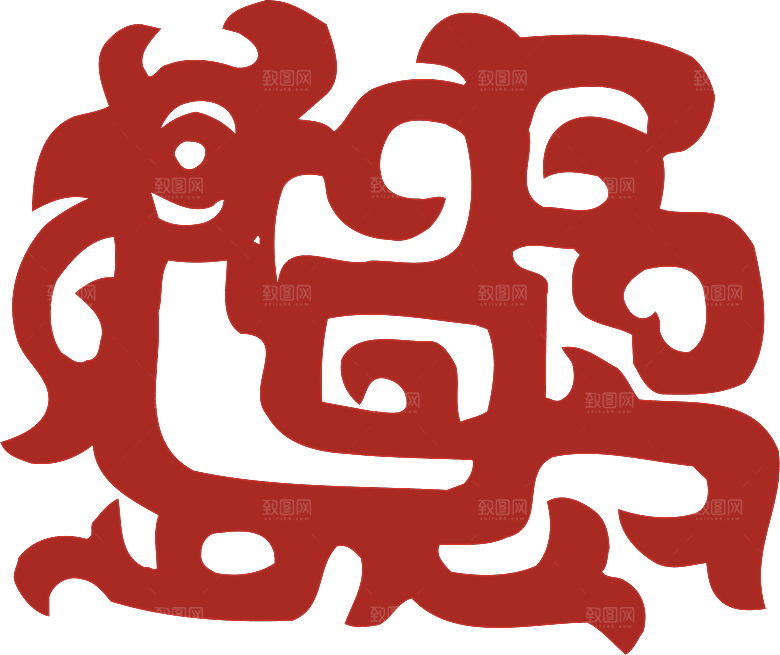 动物剪纸图案素材元素