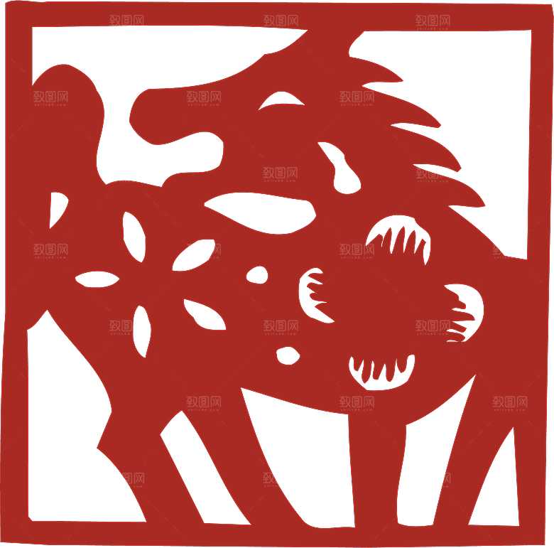 动物剪纸图案素材元素