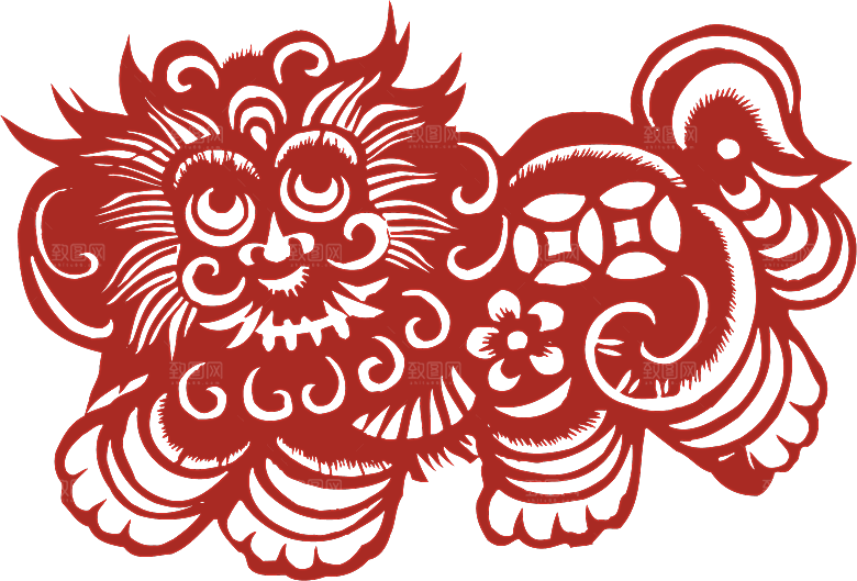 动物剪纸图案素材元素