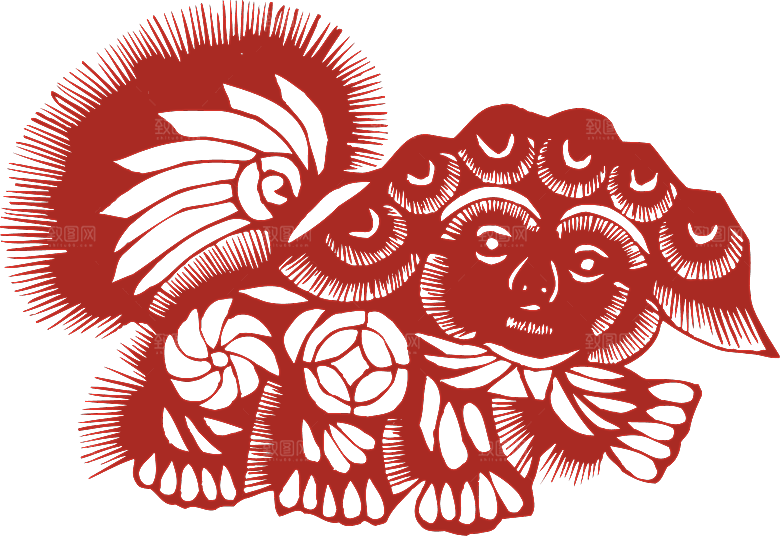 动物剪纸图案素材元素