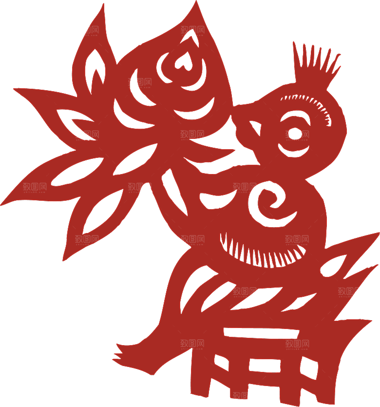 动物剪纸图案素材元素