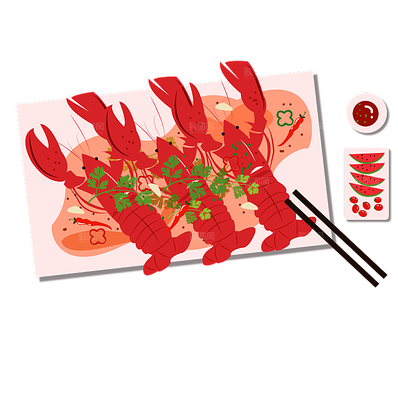 美味小龙虾插图素材餐饮元素