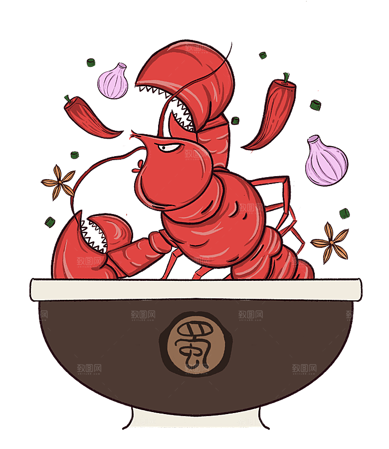 美味小龙虾插图素材餐饮元素素材