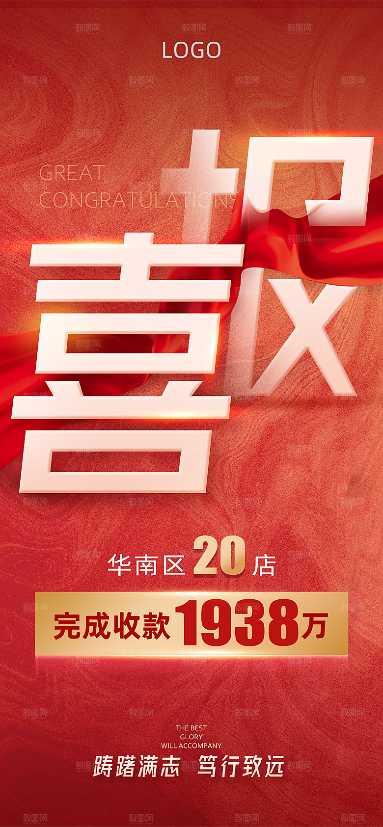 红色大气战报喜报海报