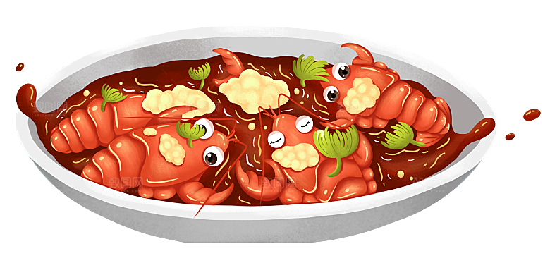 美味小龙虾插图素材餐饮元素