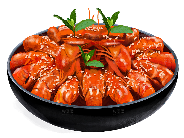 美味小龙虾插图素材餐饮元素素材
