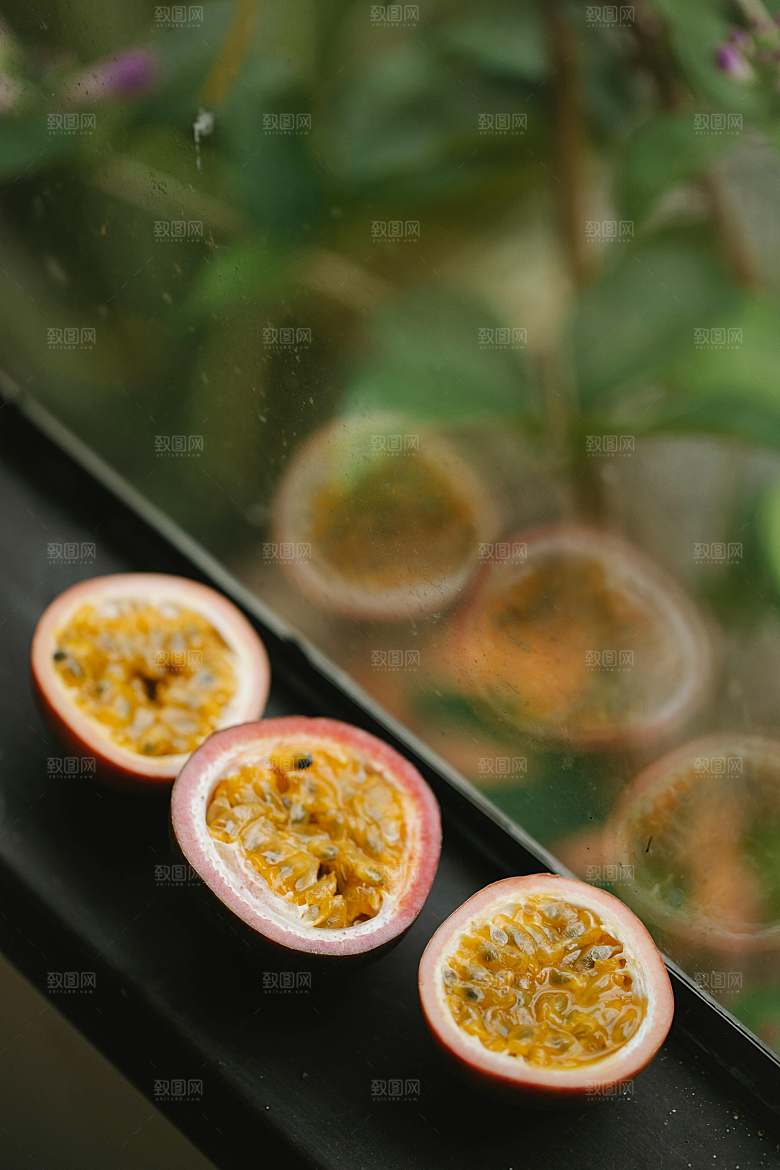 百香果切片特写摄影