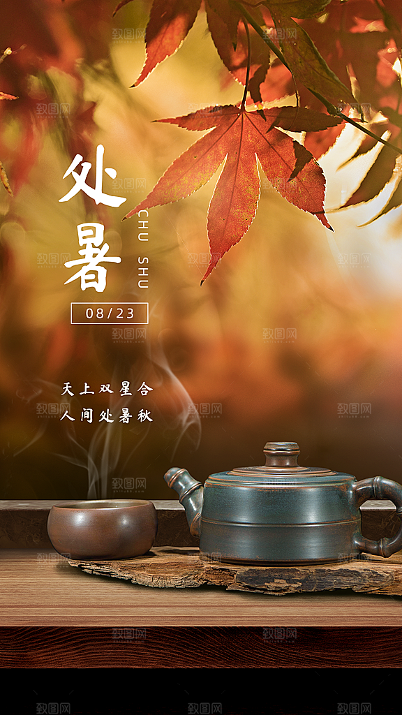 处暑二十四节气实景海报