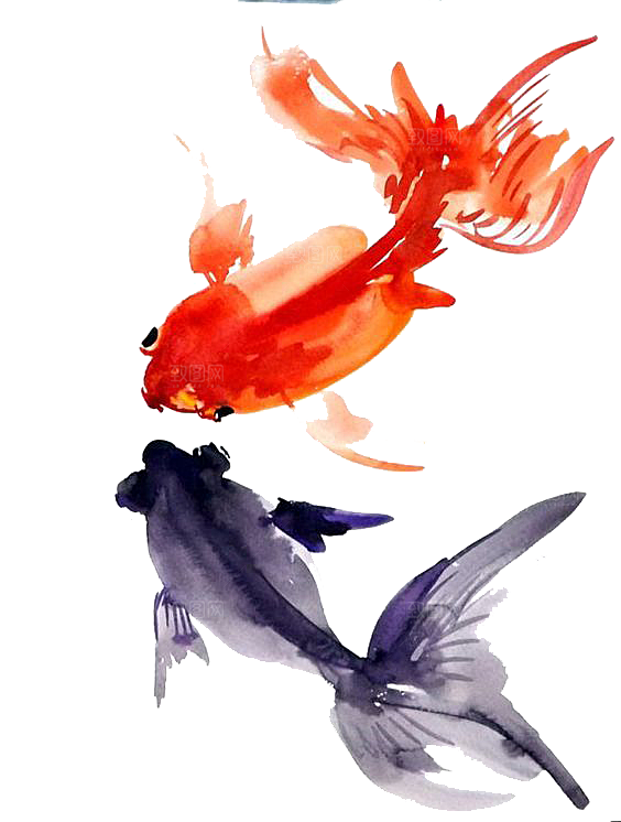 金鱼鲤鱼插图合集中国风水墨画