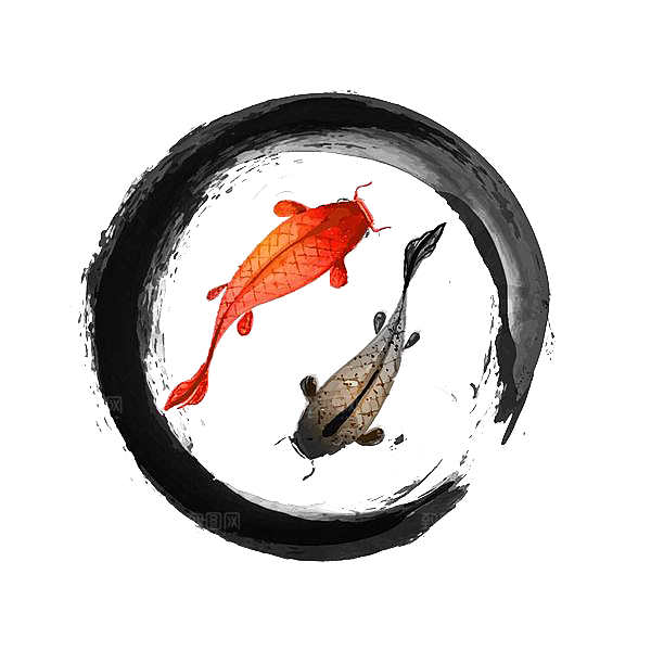 金鱼鲤鱼插图合集中国风水墨画元素