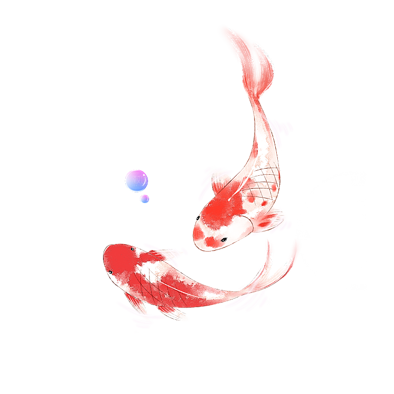 金鱼鲤鱼插图合集中国风水墨画元素