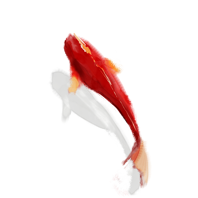 金鱼鲤鱼插图合集中国风水墨画元素