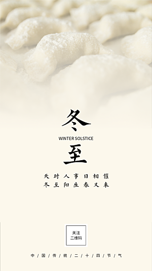 冬至二十四节气饺子手机海报