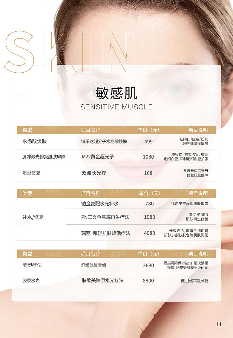 高端医美项目价格表海报