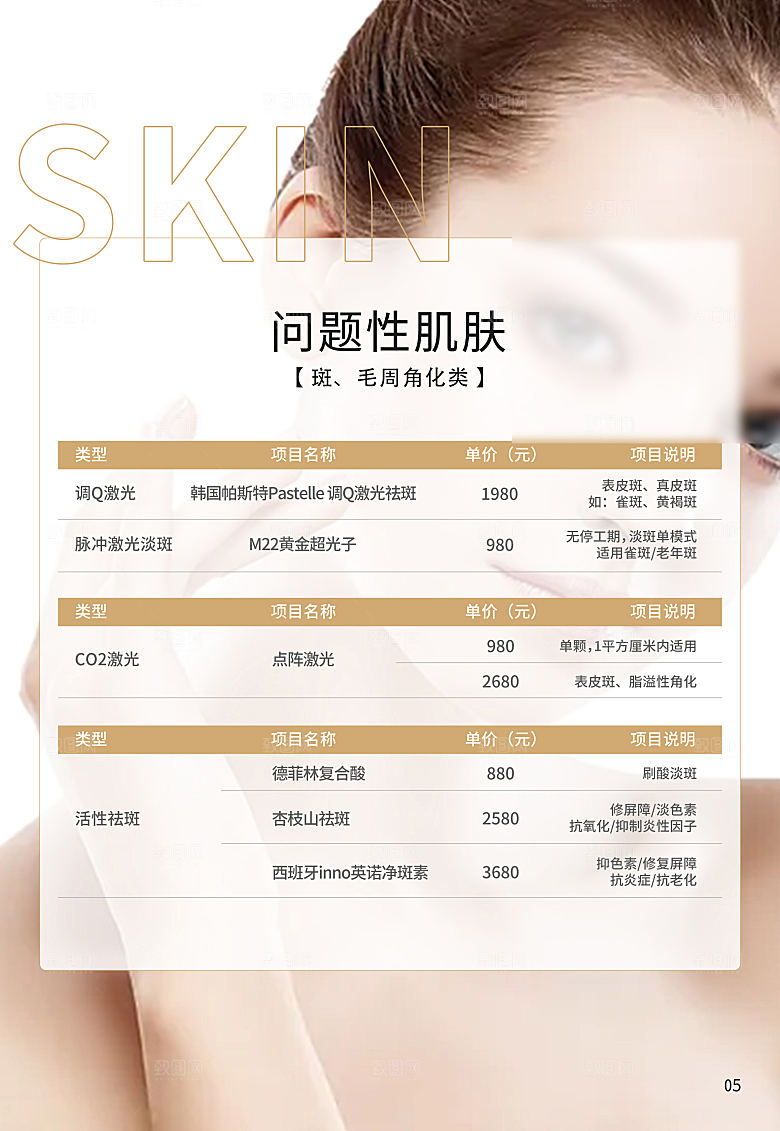 高端医美项目表海报