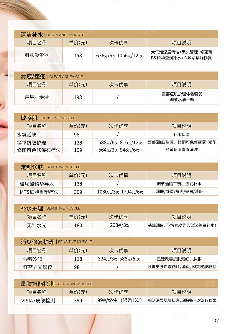 高端医美项目表海报