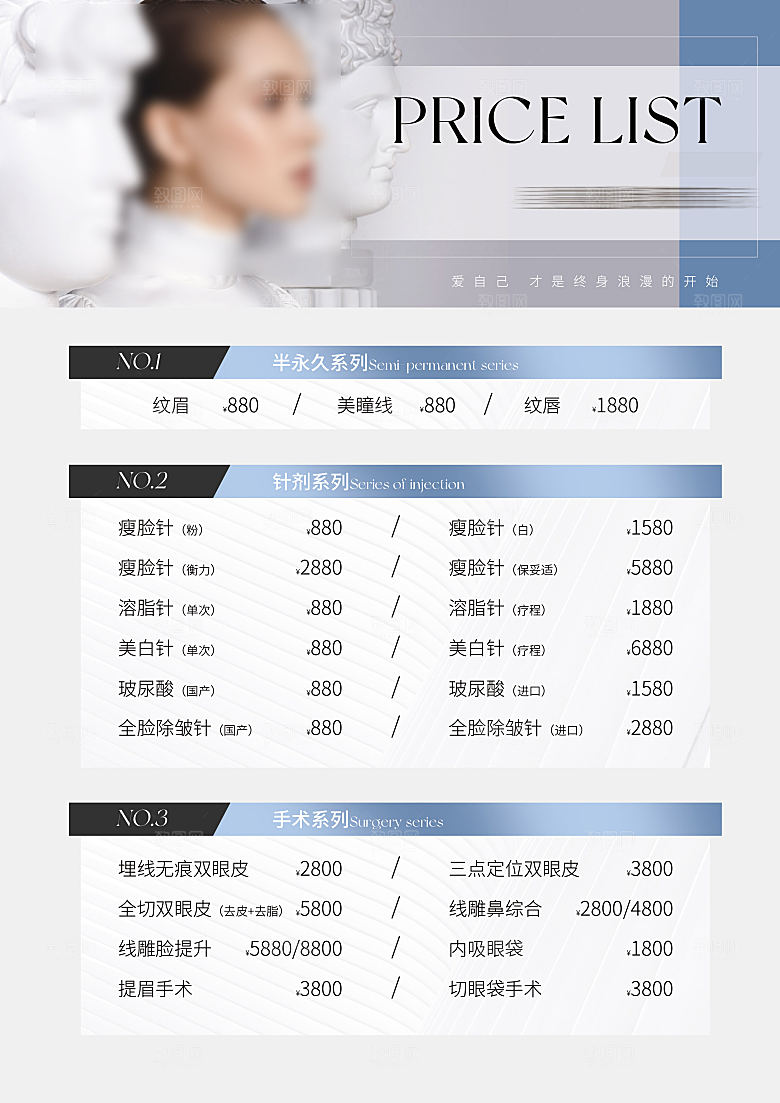高端医美项目表海报