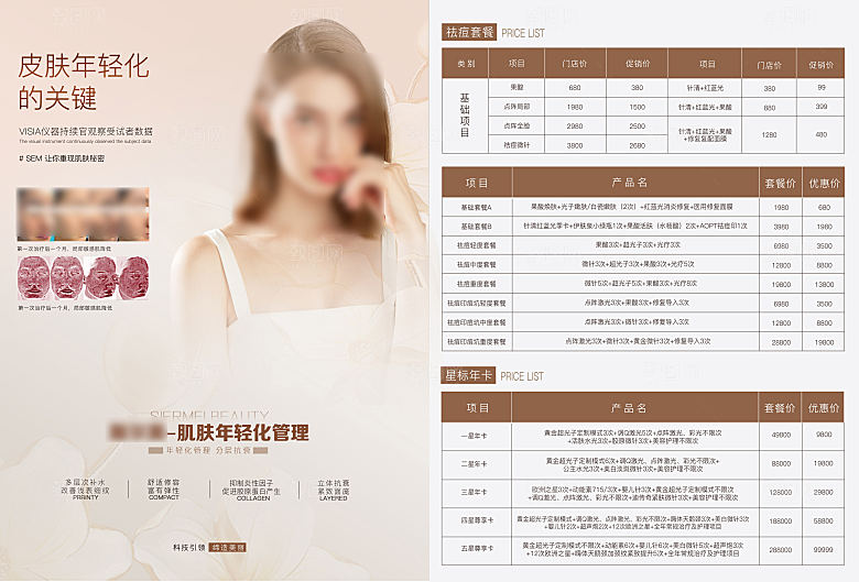 高端医美项目价格表海报
