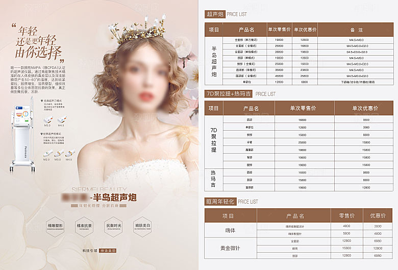 高端医美项目价格表海报