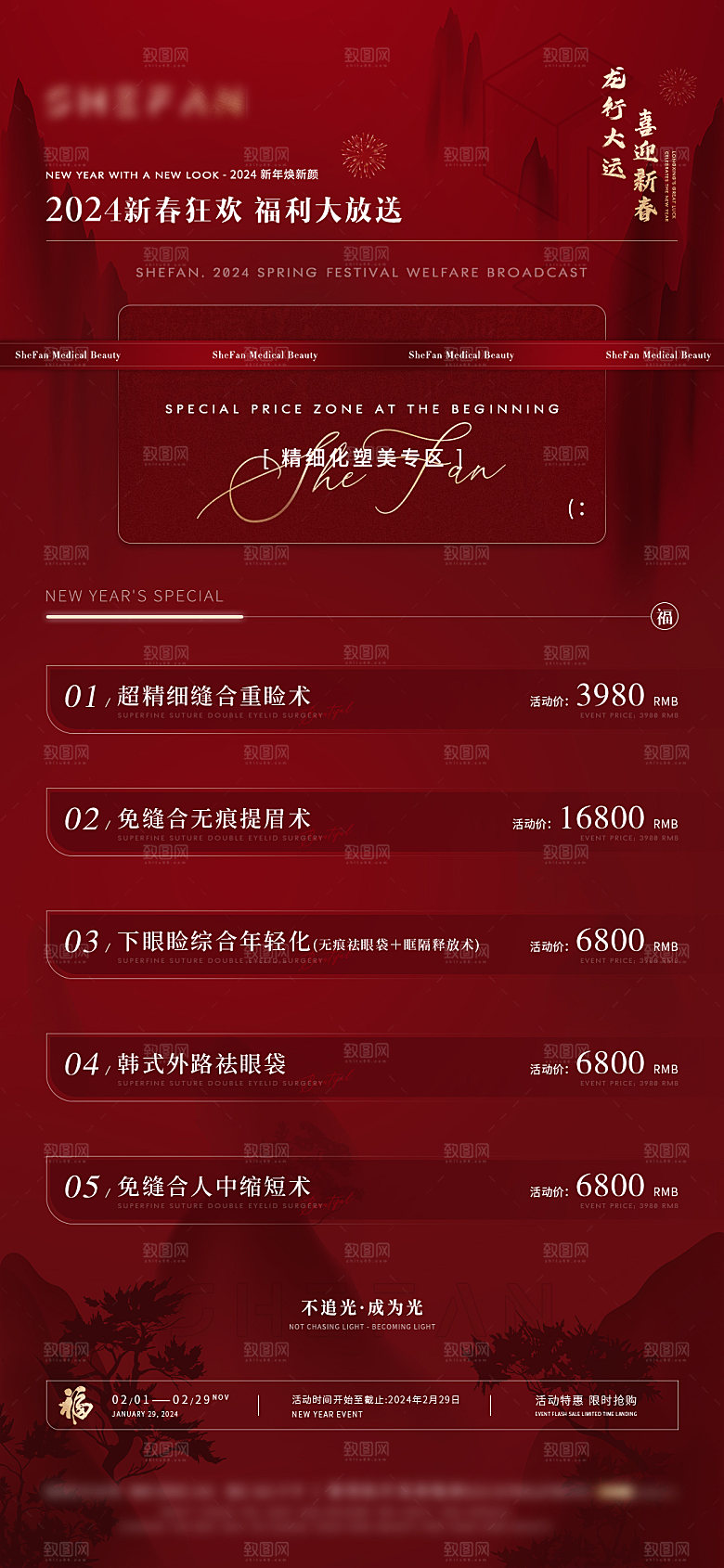 高端医美项目价格表海报