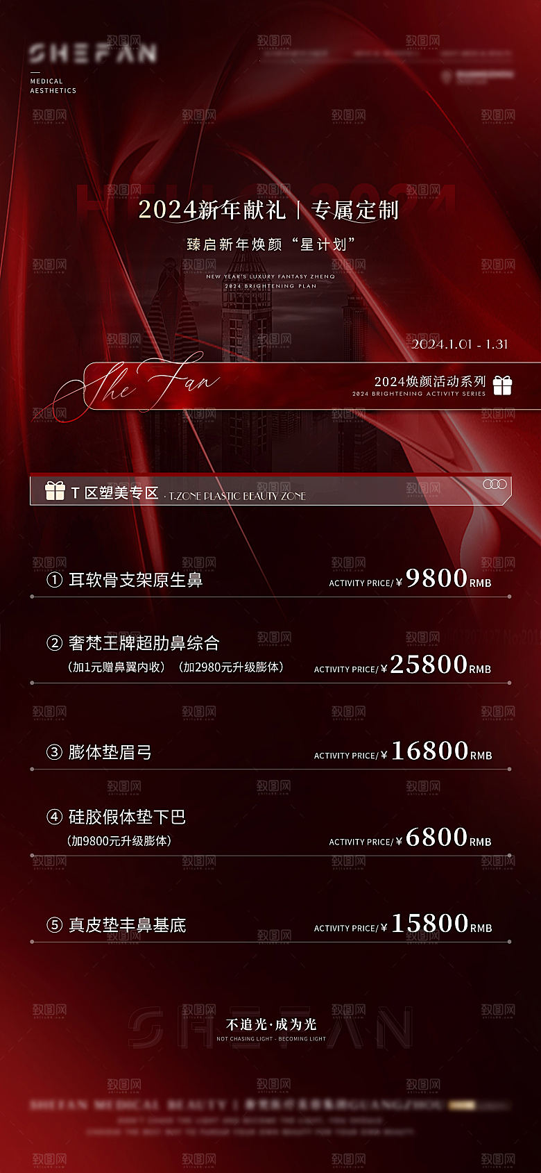 高端医美项目价格表海报