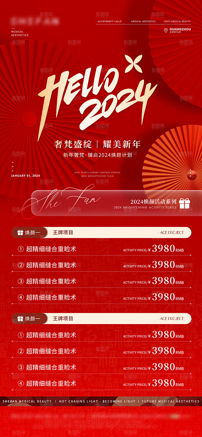 高端医美项目价格表海报