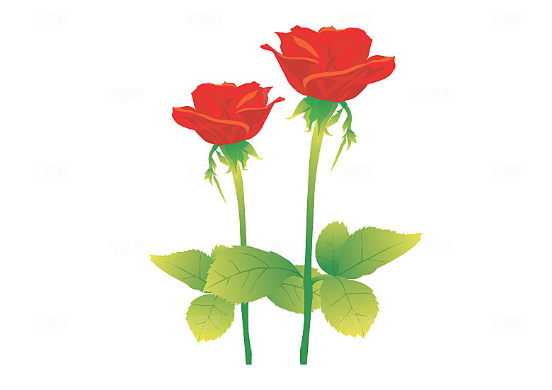 玫瑰创意素材手绘鲜花