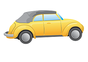 黄色手绘小汽车元素
