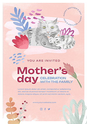 母亲节动物插图海报设计