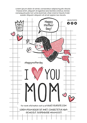母亲节快乐手绘海报设计