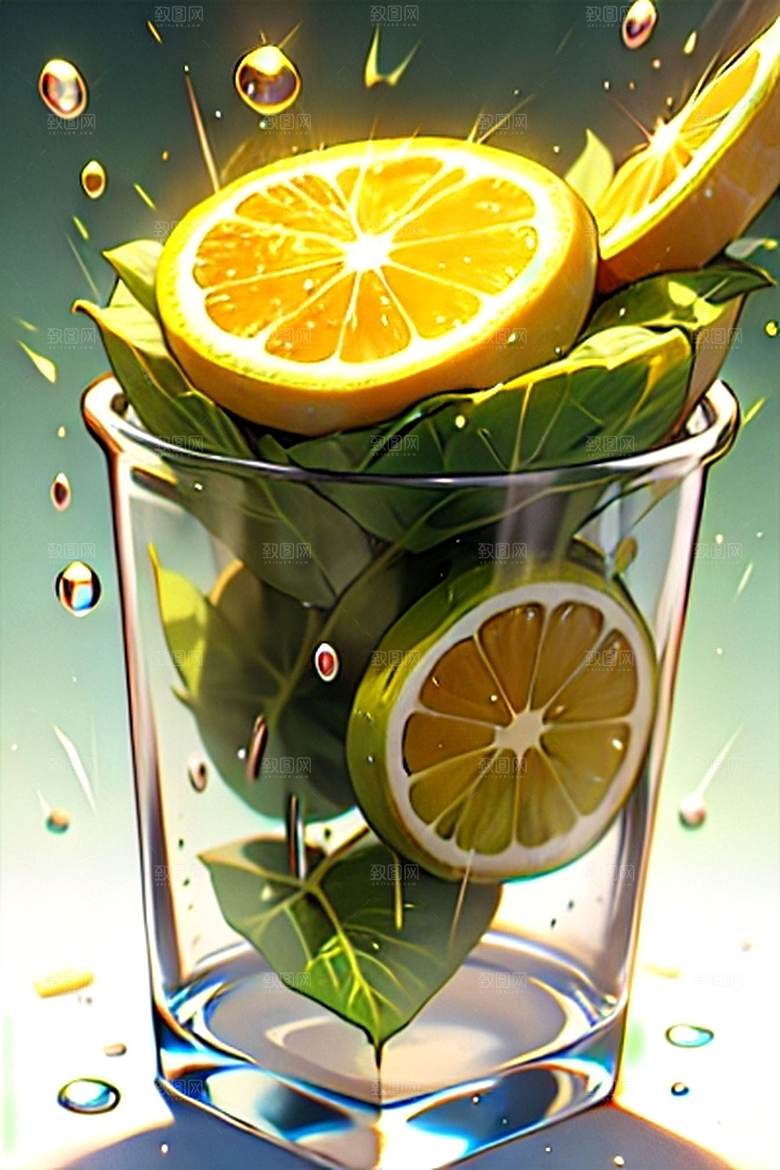 多汁美味柠檬水果美食系列图