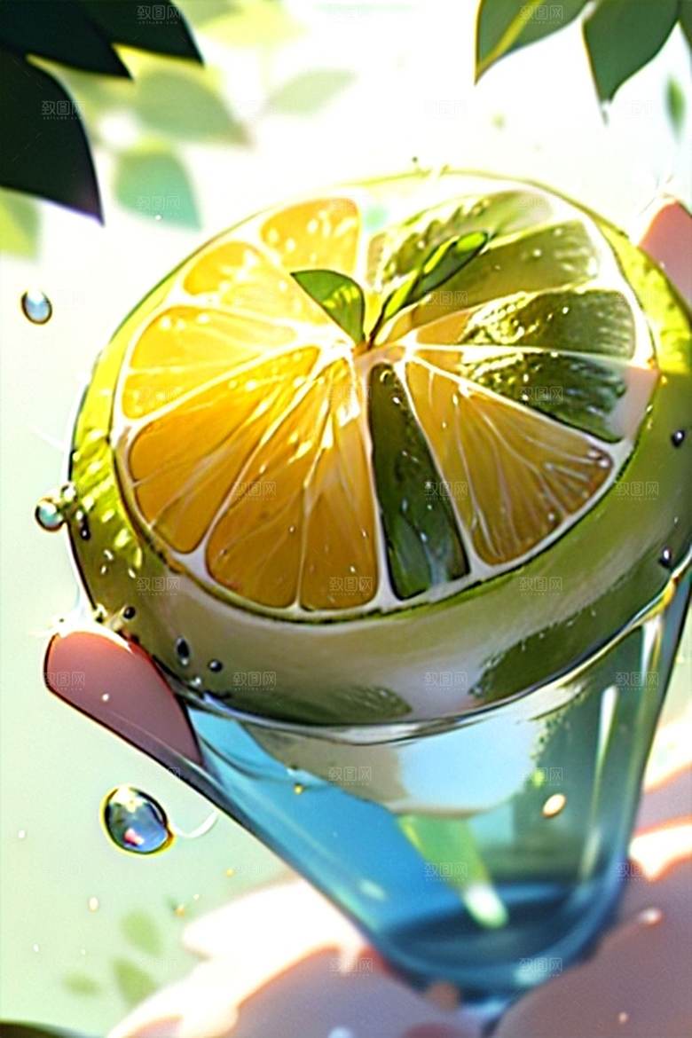 多汁美味柠檬水果美食系列图