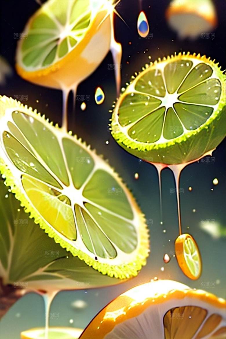 多汁美味柠檬水果美食系列图
