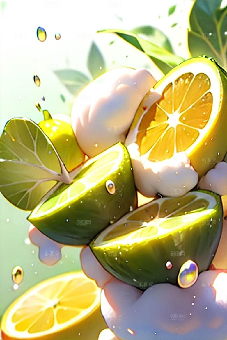 多汁鲜柠檬水果系列图